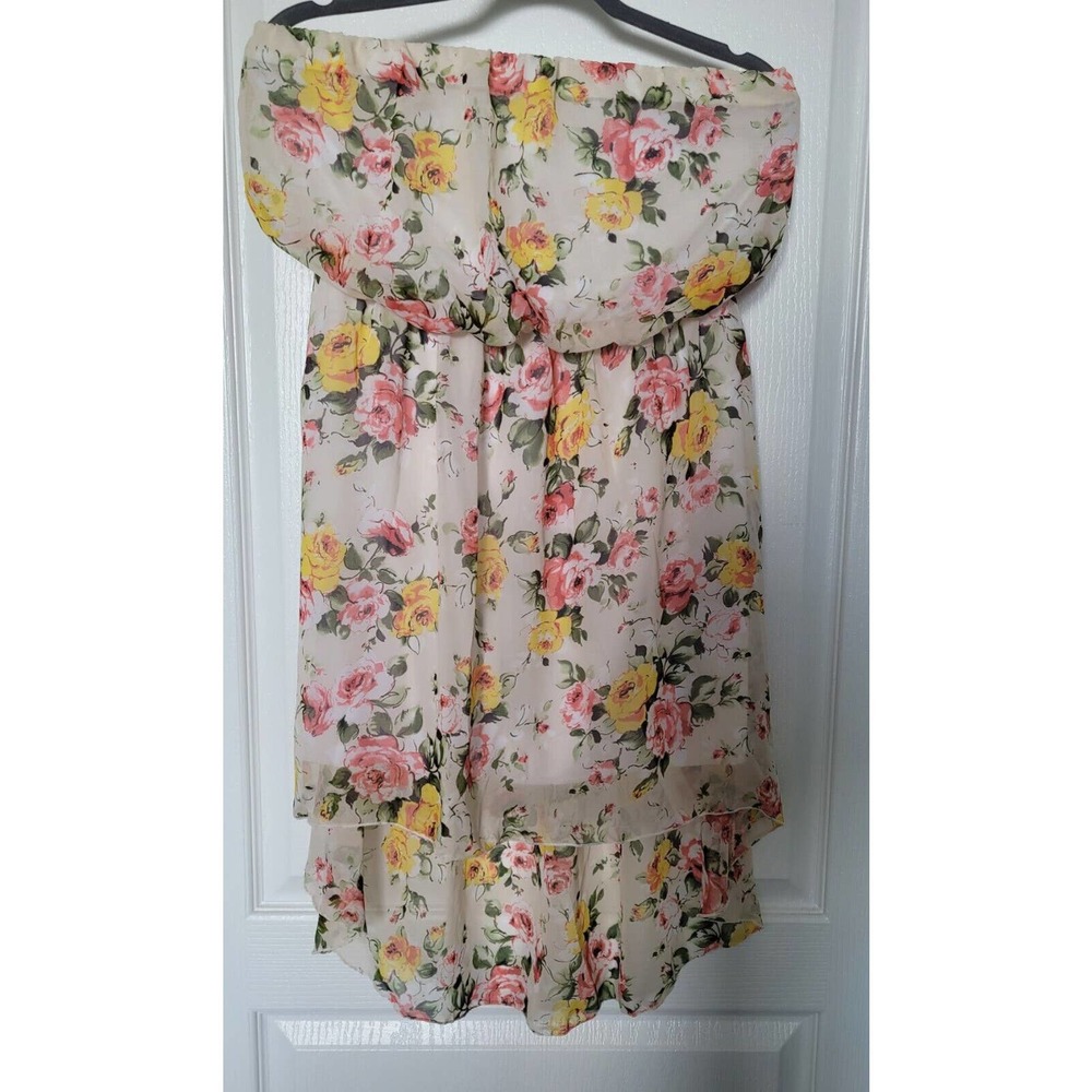 Lightweight Hi Low Lined Floral Summer Dress Size S-M stretchable